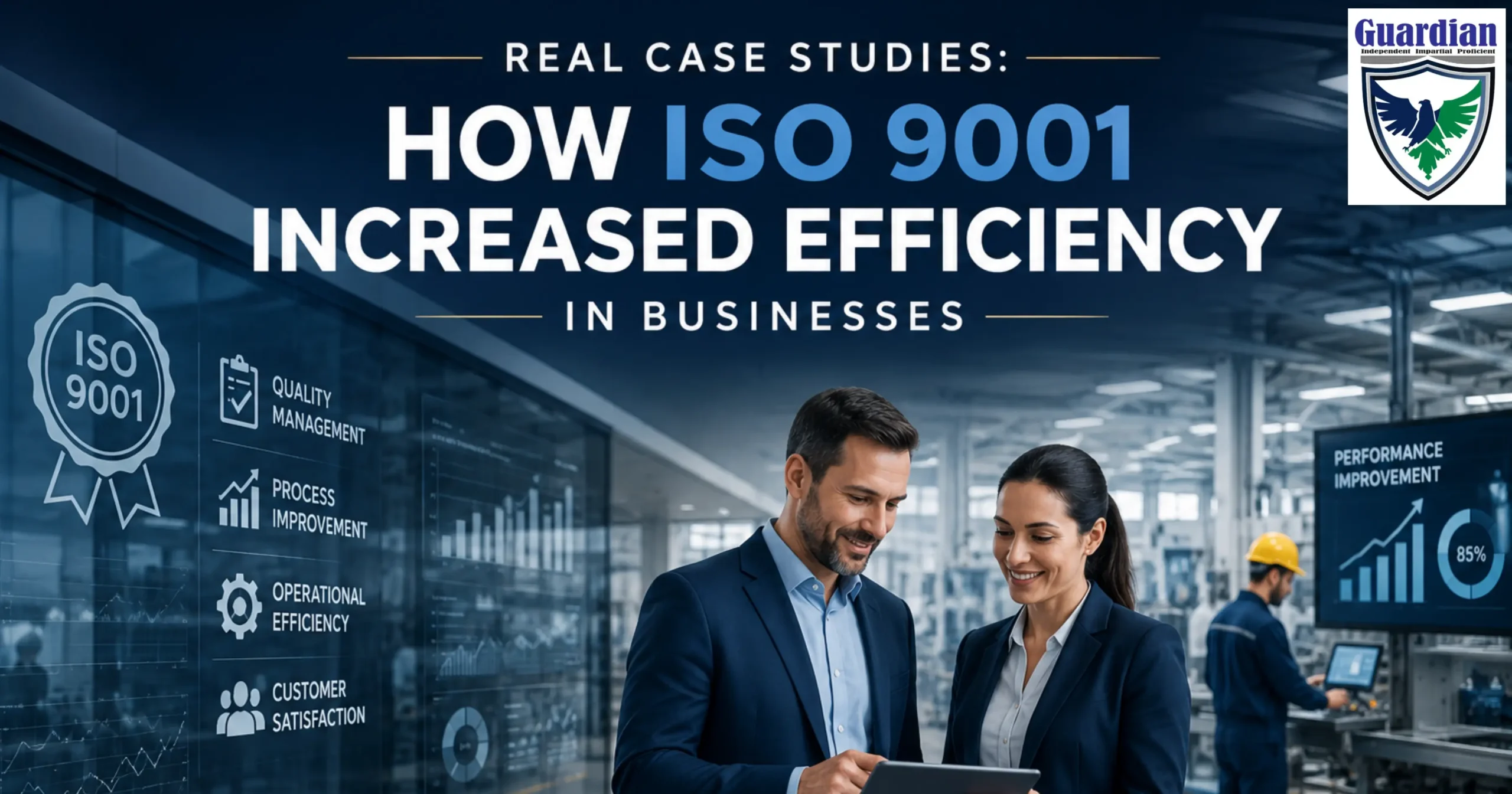 ISO 9001 business efficiency and quality management illustration